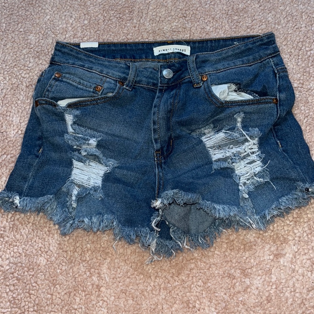 Ripped Blue Jean Shorts